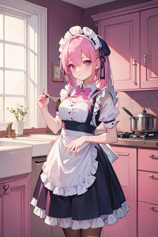 highest quality、masterpiece、((1 girl:1.5))、((smile:1.3))、(blush:1.4)、Black Shirt、blouse、((fun!!))、(Small breasts)、(Pink)、Blonde、(Long sleeve)、((White apron:1.5))、((Maid))、((hair ornaments)),、Kamimei、look at me、 ((in house:1.5))、 Taking a break from watching the audience、Cowboy Shot、((Shaved:1.5))、(Roll-up skirt:1.3)、(Fully exposed and highly detailed labia:1.5)、((Skirt lift:1.5)),()、()、、(スカート that rolls up:1.3)、()、Light blue eyes、long hair、Glowing Eyes