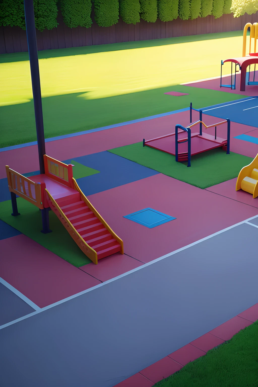 Playground environment with toys and bright, vibrant colors, measuring 1,280 x 720 pixels