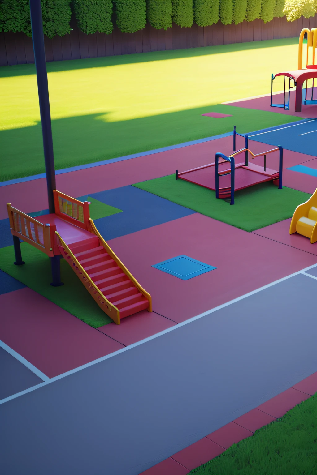 Playground environment with toys and bright, vibrant colors, measuring 1,280 x 720 pixels