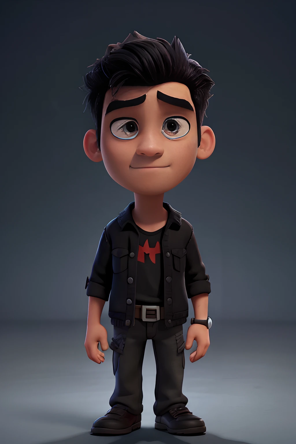 a Disney Pixar-style movie poster with the title ("Killer"). In the foreground is a guy with black , Mid Valley Hair, gloomy and dark eyes,that are filled with pain. Behind him are the shadows of 13 people