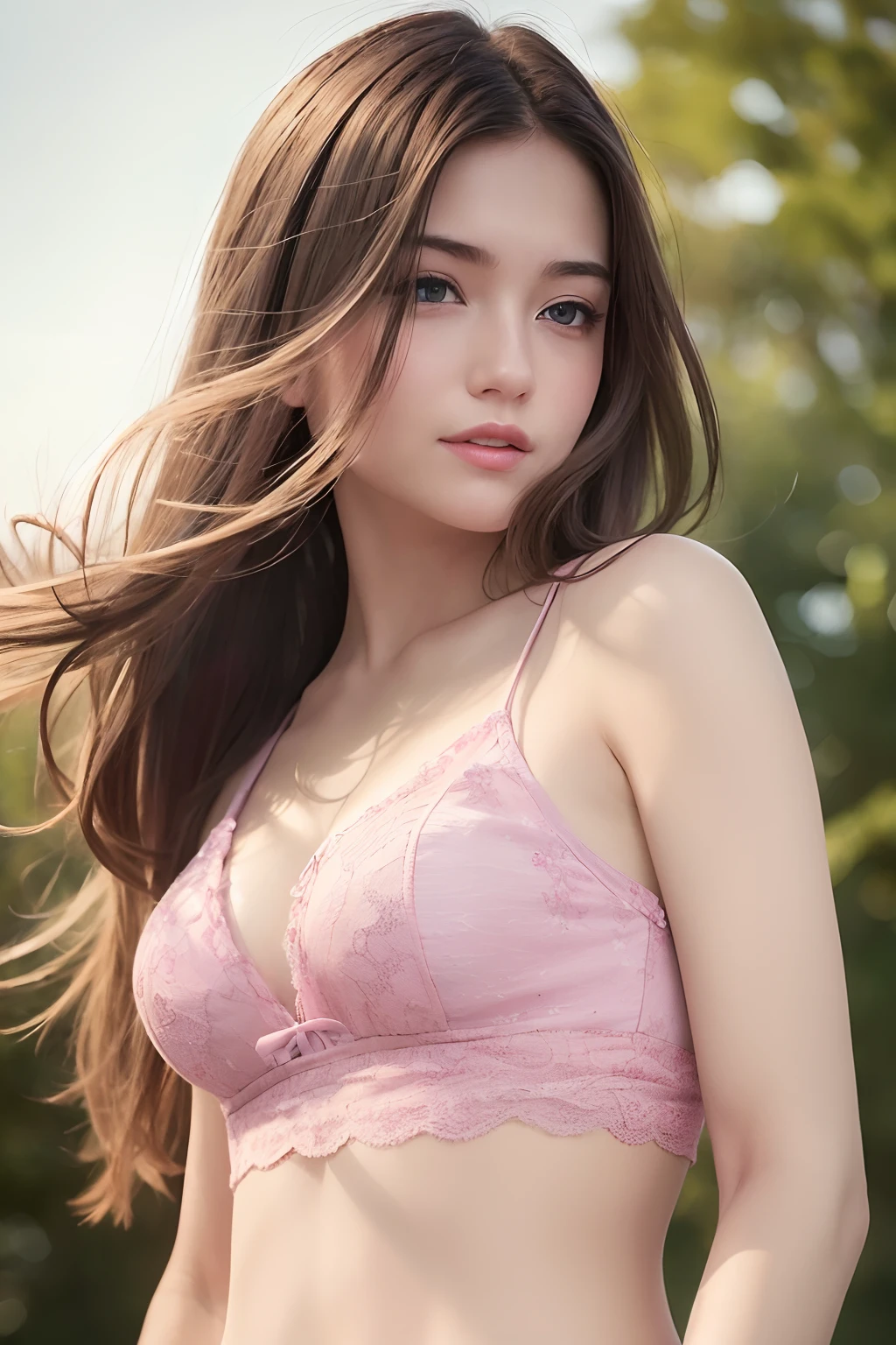 (8k, Best Quality, Masterpiece:1.2), (Realistic, Photorealistic:1.37), Ultra Detail, 1 Girl,Cute,Solo,Beautiful Detailed Sky,Date,(Blush),(Smile:1.15),(Closed Mouth)Small Breasts,Beautiful Detailed Eyes,(Long Hair: 1.2),Floating Hair NovaFrogStyle, Upper Body, Tank Top