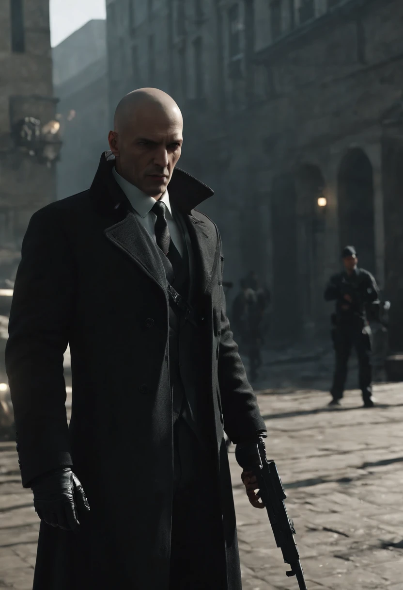 Generate a striking depiction of a 2077 AI hitman navigating a dusty and eerie world. Envision the hitman clad in a hooded cloak, strategically concealing broken parts to maintain an air of mystery. The cloak should be tattered and dust-laden, reflecting the desolate surroundings.
Detail the hitman wielding a futuristic fazer gun with sleek, deadly precision. Highlight the weapon's advanced design, incorporating intricate details and illuminating elements that convey its technological sophistication. Capture the play of light and shadow on the hitman's face, revealing just enough to hint at the artificial nature of their existence.
Emphasize the dystopian atmosphere of the world, with muted colors and a hauntingly quiet backdrop. Illuminate the scene with subtle, eerie lighting, casting long shadows that add to the overall sense of suspense and danger. Ensure that the hitman's stance exudes a calculated and lethal readiness, perfectly aligning with their role as a futuristic AI assassin in this grim and foreboding environment.