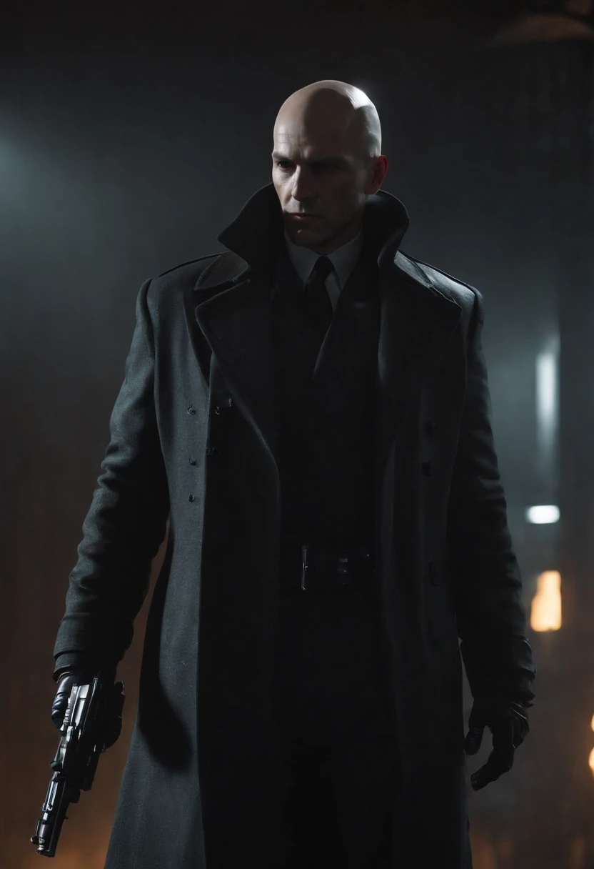Generate a striking depiction of a 2077 AI hitman navigating a dusty and eerie world. Envision the hitman clad in a hooded cloak, strategically concealing broken parts to maintain an air of mystery. The cloak should be tattered and dust-laden, reflecting the desolate surroundings.
Detail the hitman wielding a futuristic fazer gun with sleek, deadly precision. Highlight the weapon's advanced design, incorporating intricate details and illuminating elements that convey its technological sophistication. Capture the play of light and shadow on the hitman's face, revealing just enough to hint at the artificial nature of their existence.
Emphasize the dystopian atmosphere of the world, with muted colors and a hauntingly quiet backdrop. Illuminate the scene with subtle, eerie lighting, casting long shadows that add to the overall sense of suspense and danger. Ensure that the hitman's stance exudes a calculated and lethal readiness, perfectly aligning with their role as a futuristic AI assassin in this grim and foreboding environment.