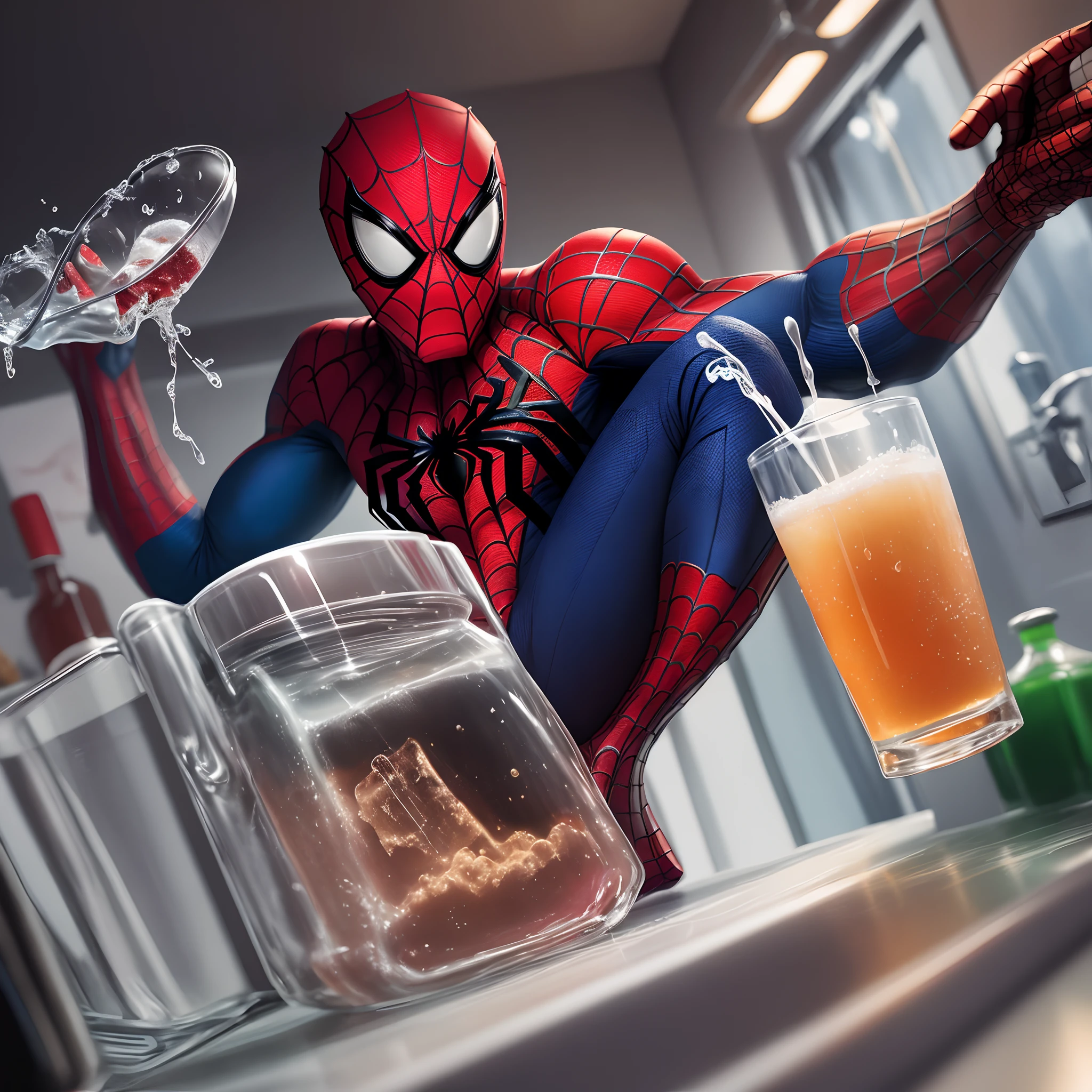 Spiderman drinking beer