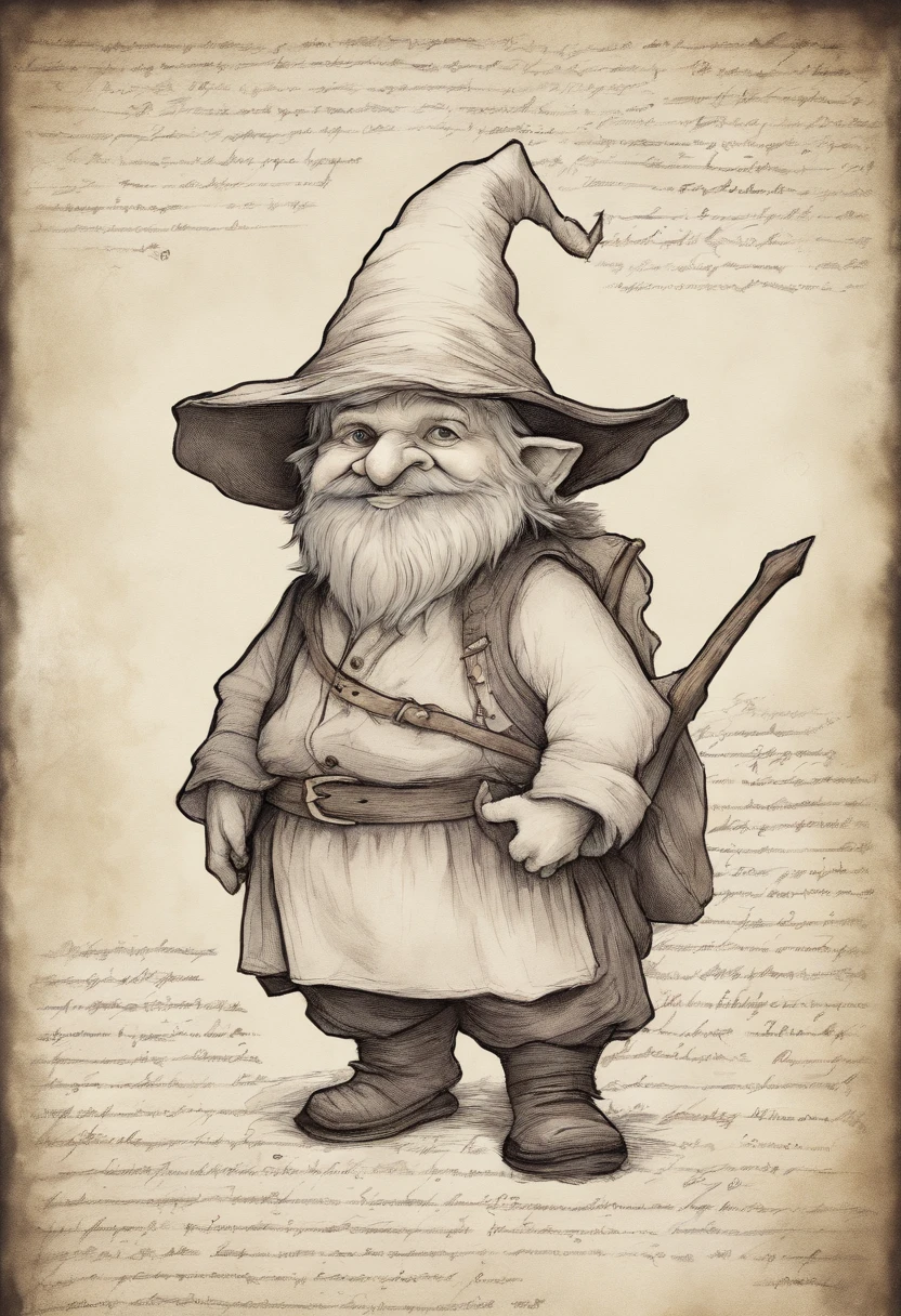 Gros plan d’un gnome de dessin animé avec un chapeau et un sac à dos, Déguisements bleus, un bâton dans la main gauche, Fond bleuté, avec des étoiles et des constellations, jeune, jovial, Souriant, Content, art conceptuel par Tony DiTerlizzi, Gagnant du concours Artstation, L’Inculto, Brian Froud Juan Gimenez, Portrait d’un gnome nommé Eldon, jean - baptiste monge, Estilo Brian Froud, monge jean-baptiste monge, Jean-Baptiste moine
