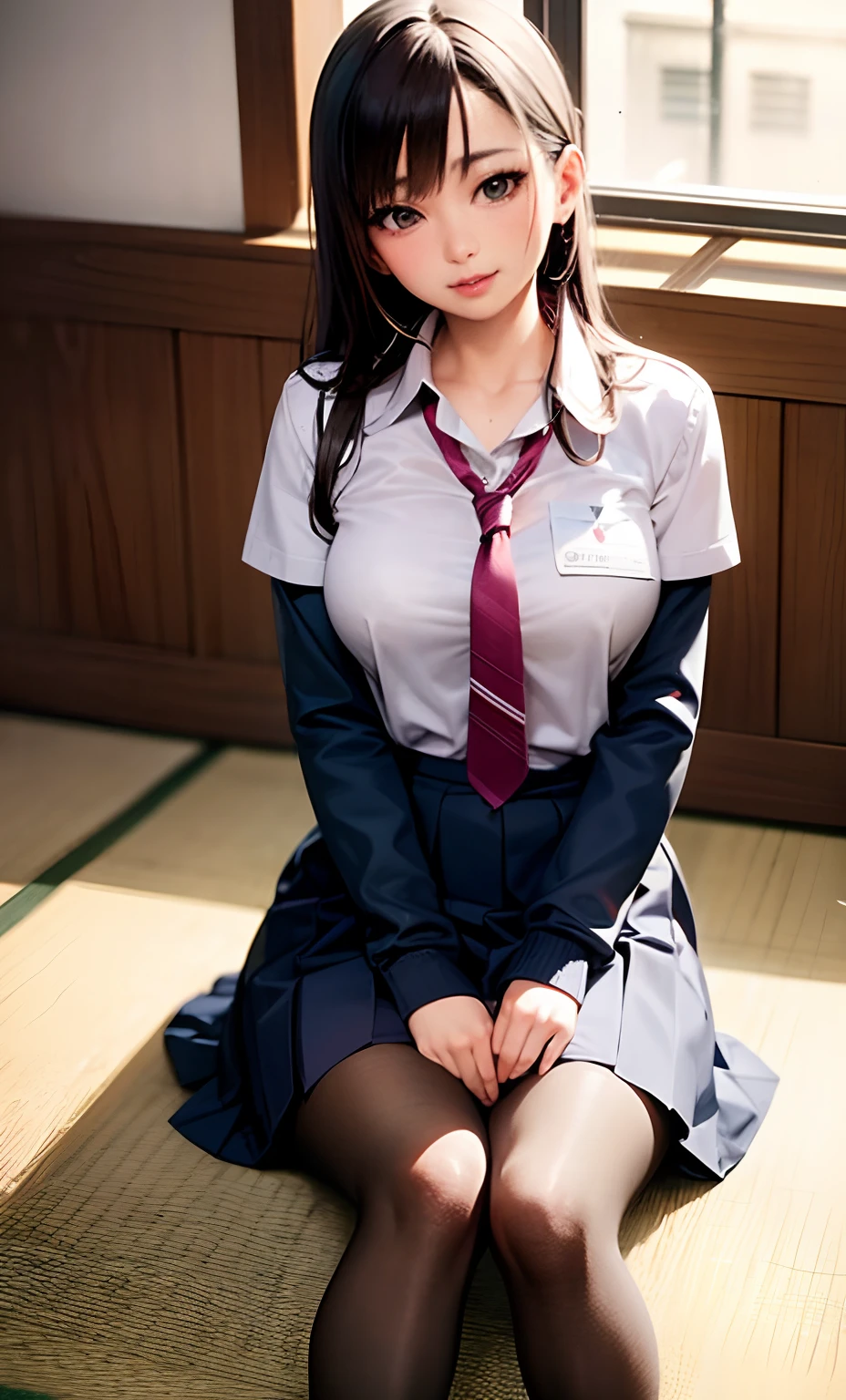 arafed asian woman in a school uniform sitting on the floor, Cute Schoolgirl, a hyperrealistic schoolgirl, a hyperrealistic schoolgirl, Japan school uniform, japanese girl school uniform, Realistic Schoolgirl, wearing japanese school uniform, School Girl, Wearing school uniform, girl wearing school uniform, Wearing a school uniform, Seifuku, wearing headmistress uniform