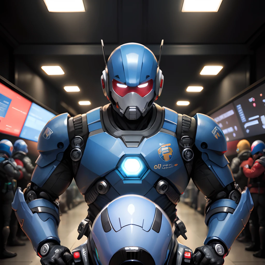 Mega men futurista estilo robocop azul