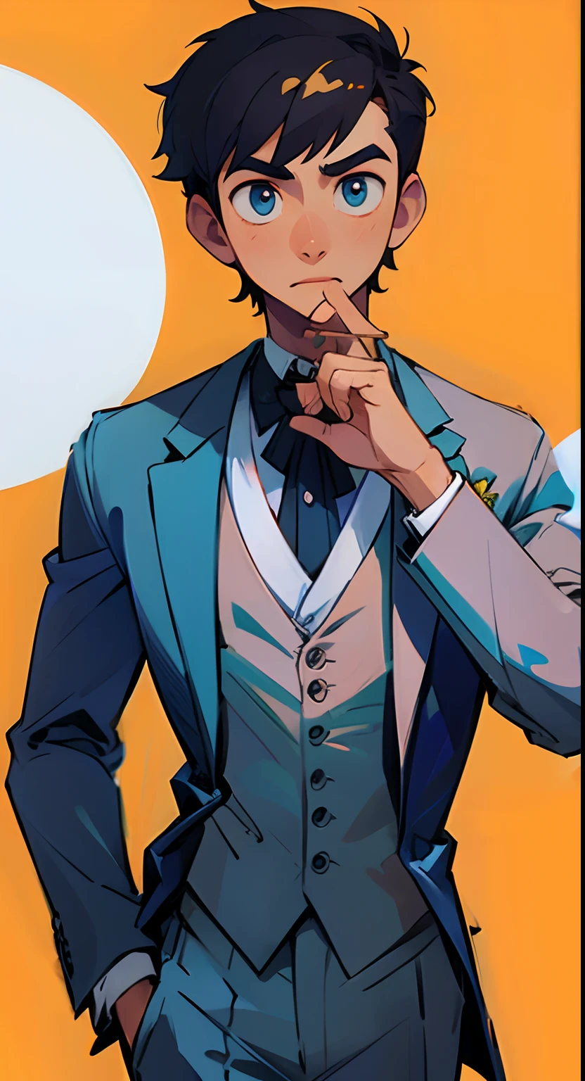 Strict men's wedding suit, empty-handed