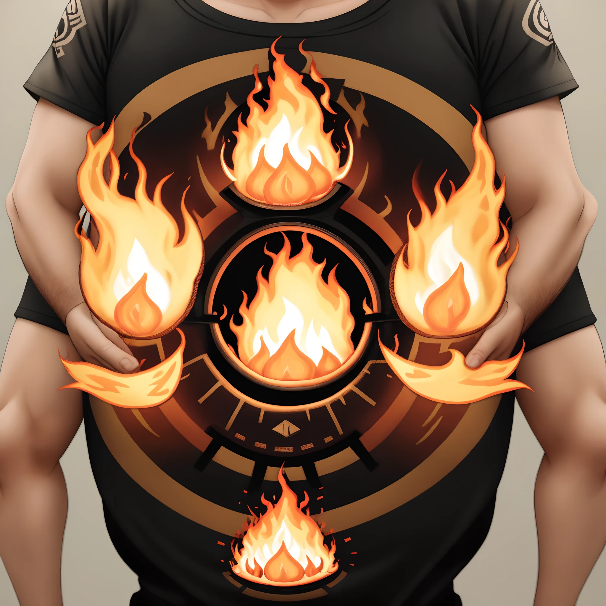 T-shirt that says ”Get-Along-Shirt” and has fire inside