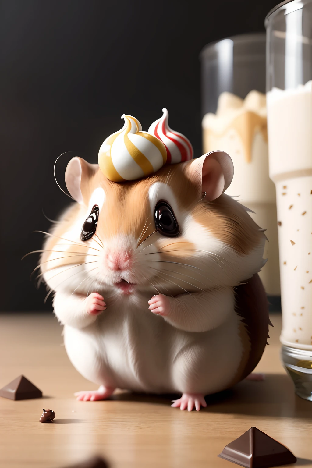 GelatoStyle hamster, closeup shot, chocolate