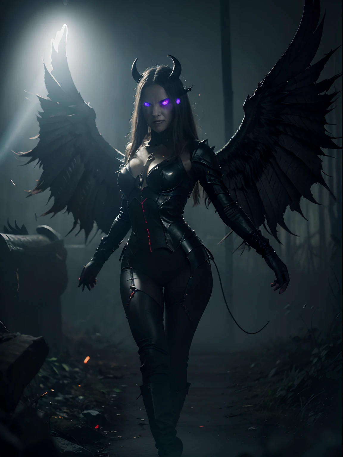 Cosmic Fallen Demon,grausam,Evil,, Leuchtende helle Augen, biolumineszierend, creepy, Re, HELL SENT, Sehr leuchtende Farben, Lichtteilchen, mit leuchtendem Licht, Mshiff, wallpaper art, UHD-Hintergrundbild schrecklich,Vollkörper Image,Demonic Wings,evil glowing