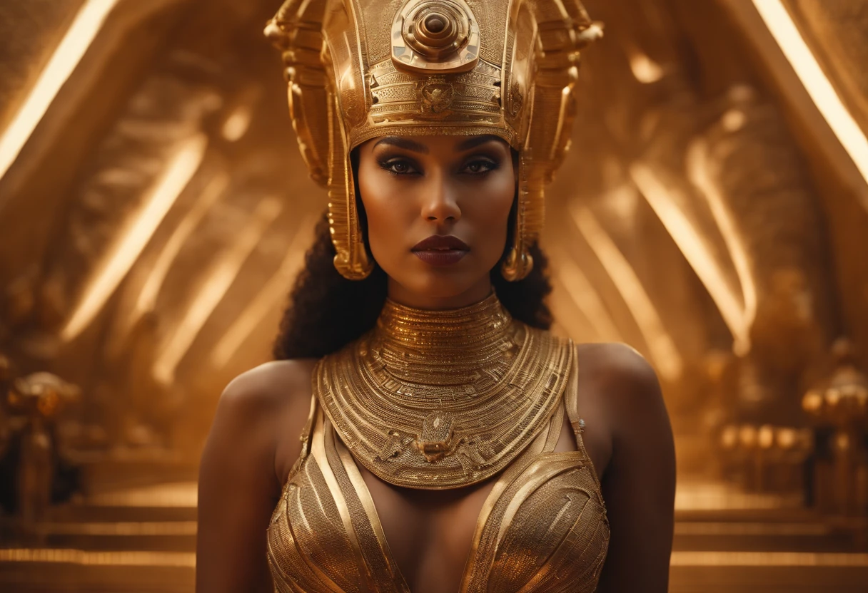zendaya portrayed as Cleopatra, sleeping inside a cold chamber in a hypertech spaceship, photorealistic portrait in night light, dramatic, cinematic, 4k resolution, hyperdetailed, dramatic scene, full body angle