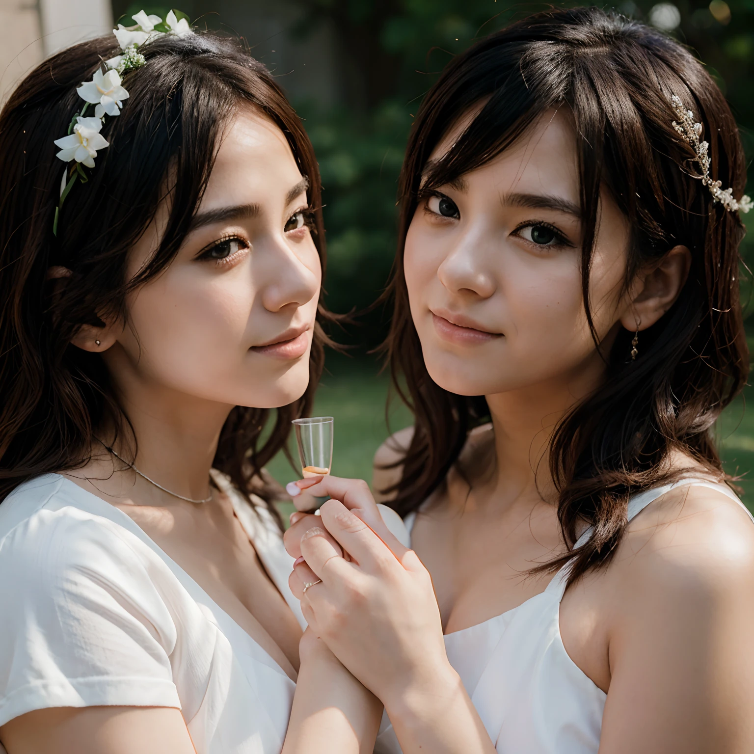 Two sapphic anime girls getting married to eachother
