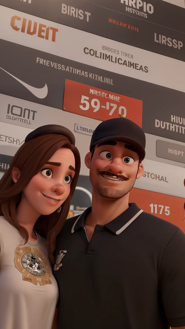 Obra prima de melhor qualidade de casal vestidos com camiseta do Corinthians, Woman with light brown hair is man in cap, mustache and goatee
