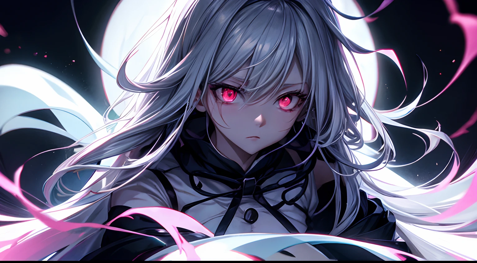 Anime style, scary ghost woman in darkness street