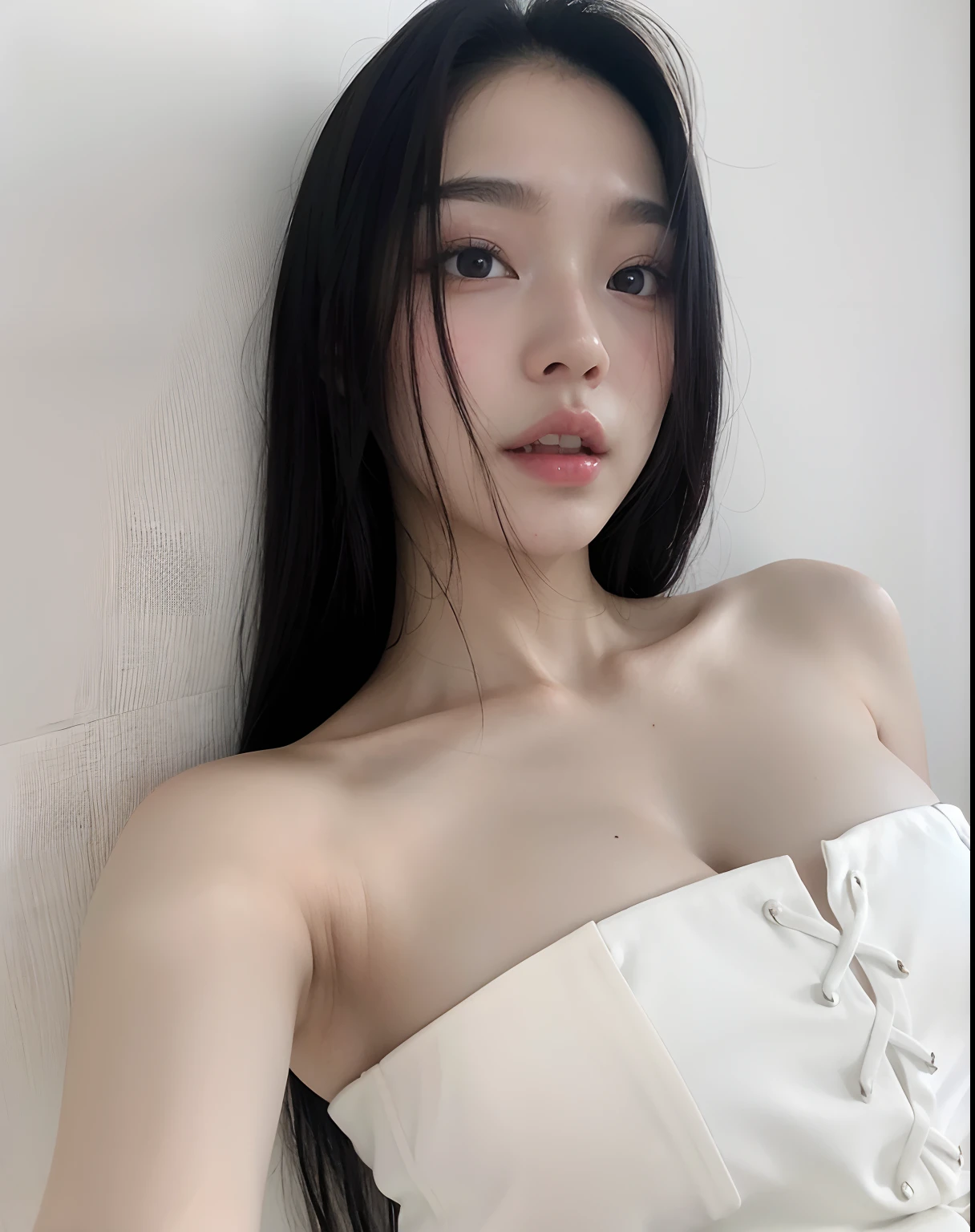 There's a woman in a white dress posing for a photo, Xision Wu, Wenfei Ye, Xintong Chen, pale milky white porcelain skin, 18 anos, Lulu Chen, Sha Xi, gorgeous chinese model, Shikami, Asian girl, Chengyou Liu, Qifeng Lin, 1 6 anos, bian luan
