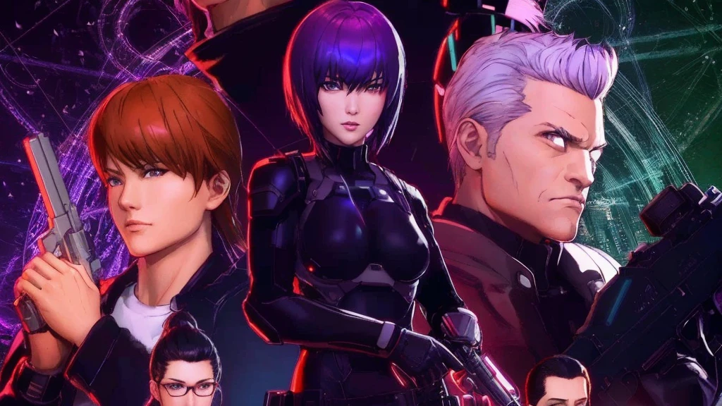 (best quality, 8k, highres, masterpiece:1.2), ultra-detailed, realistic, Ghost in the Shell: SAC_2045, Major Motoko Kusanagi, walking down the street, neon signs, eyes looking at viewer, cyberpunk cityscape, futuristic atmosphere, vibrant colors, cinematic lighting, sharp focus, fine details, sci-fi anime aesthetic, digital art, technologically advanced world, city hustle and bustle, rain-soaked streets, holographic advertisements, cybernetic enhancements, sleek black tactical suit, confident posture, intense gaze. Outfit and appearance of Major Motoko Kusanagi from movie Shell: SAC_2045. Purple vibrant hair. Carrying a black Glock 34 in right hand. sleek black tactical suit is open in the front unzipped exposing her breasts slightly. Surrounded by people passing her by.