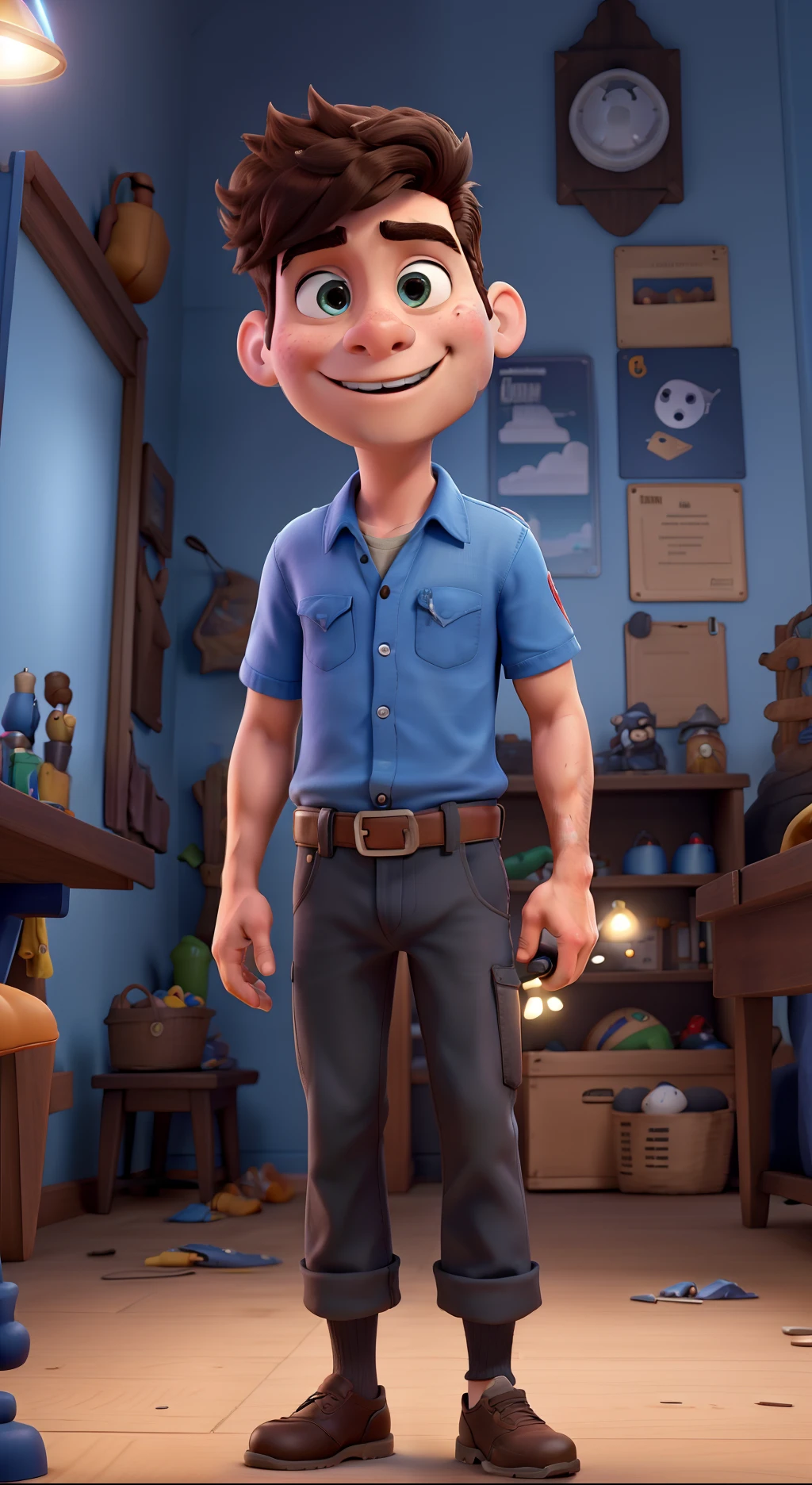 Capa de filme Disney Pixar, menino cabelo castanho com corte estilo americano jogando jogos no seu Pc gamer no seu quarto escuro com leds