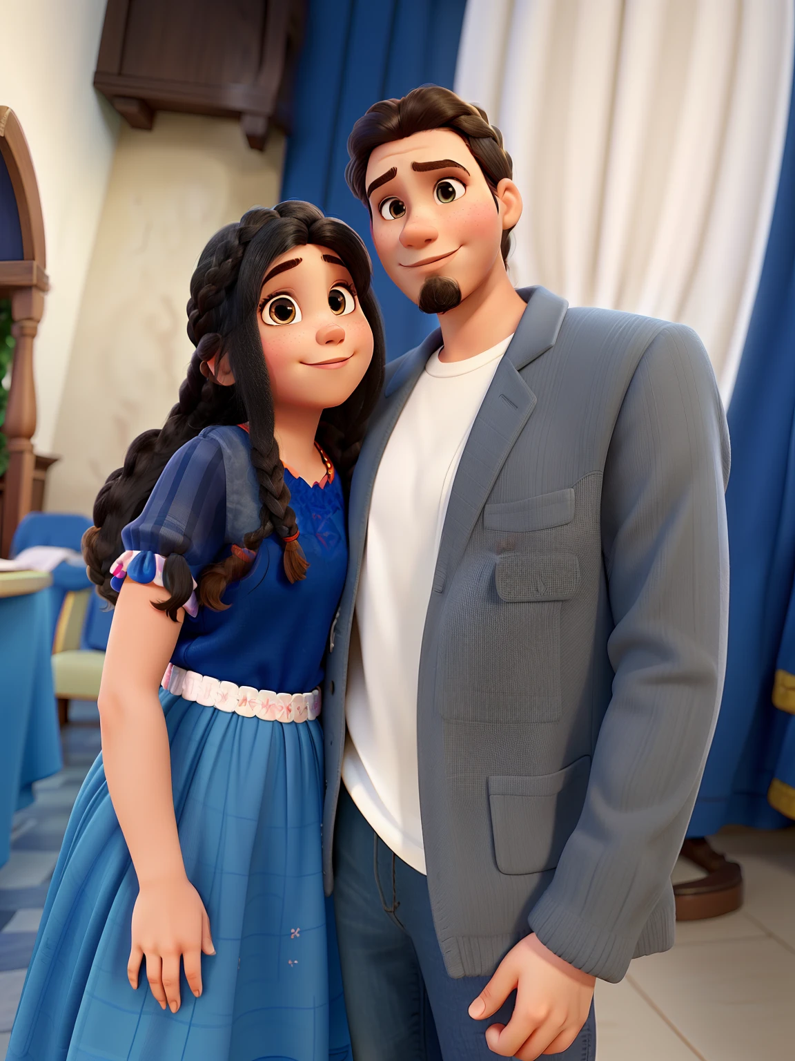 casal na igreja, Girl in braids in Disney Pixar hair