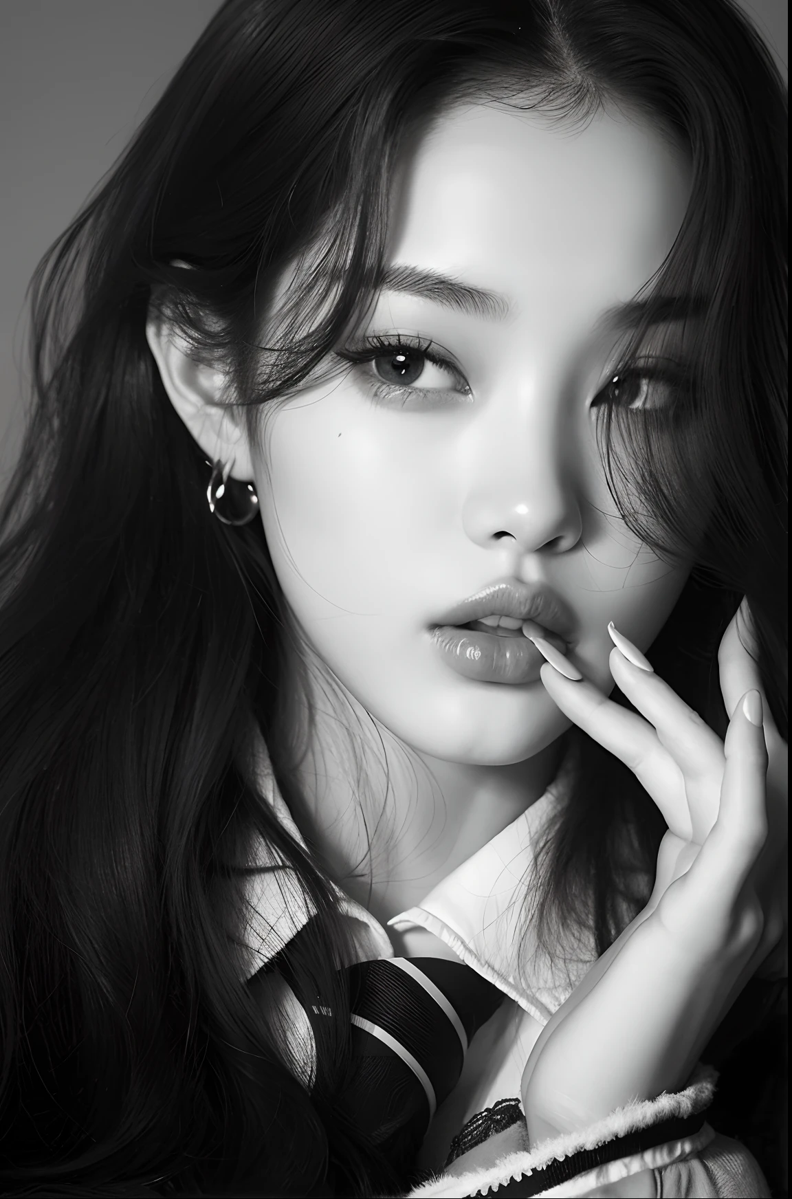 imagem arrapada de uma mulher com cabelos longos e gravata, jennie blackpink, with very thin lips, Jinyoung Canela, Mulher sul-coreana bonita, wan adorable korean face, Directed by: Kim Myeong-guk, mulher coreana jovem bonita, Directed by: Kim Eung-hwan, Bae Suzy, Portrait of female Korean idol, linda mulher coreana jovem, Ruan Jia Lindo!