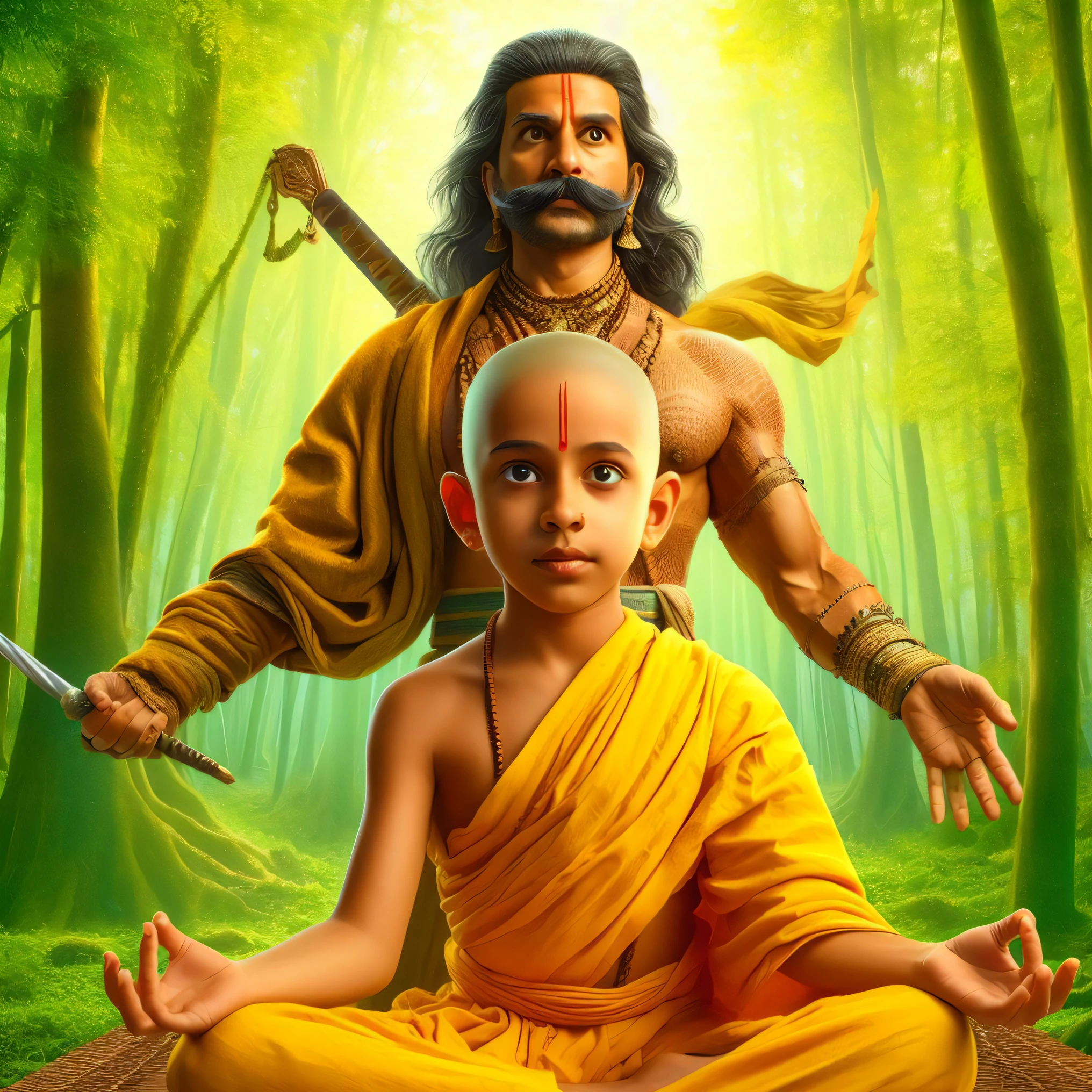 a close up of a person sitting in a meditation position with a , hindu stages of meditation, indian master, wise old indian guru, beautiful avatar pictures, inspired by Kailash Chandra Meher, buddhism, on path to enlightenment, buddhist, monk meditate, on the path to enlightenment, ashoka tano, inspired by Bapu, hinduism