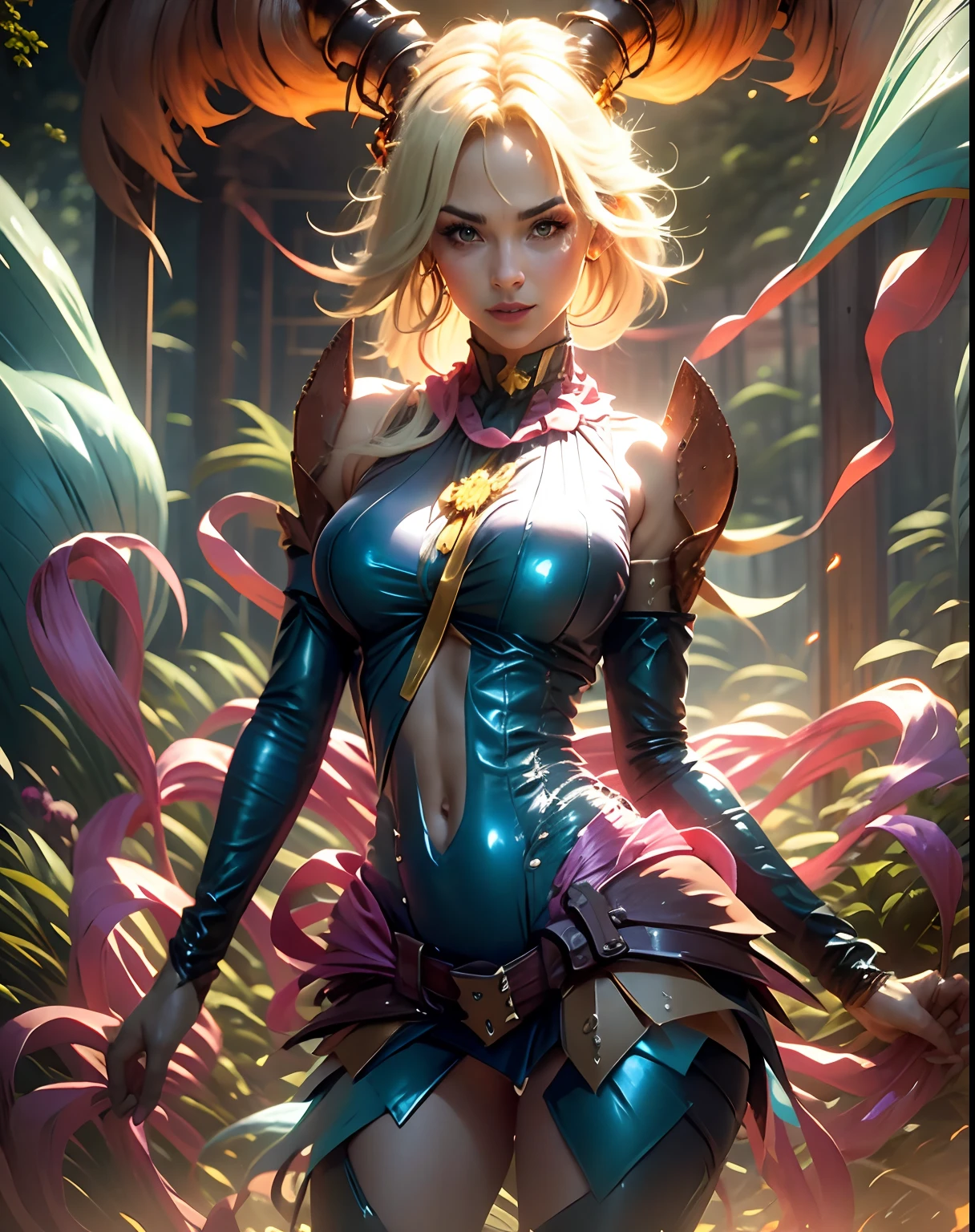 Chica maga oscura domadora de dragones legendario , en el reino de los cielos, ardiente entre nubes y rayos de sol a su alrededor. Pose sejustiva sexy y inocente seductora.