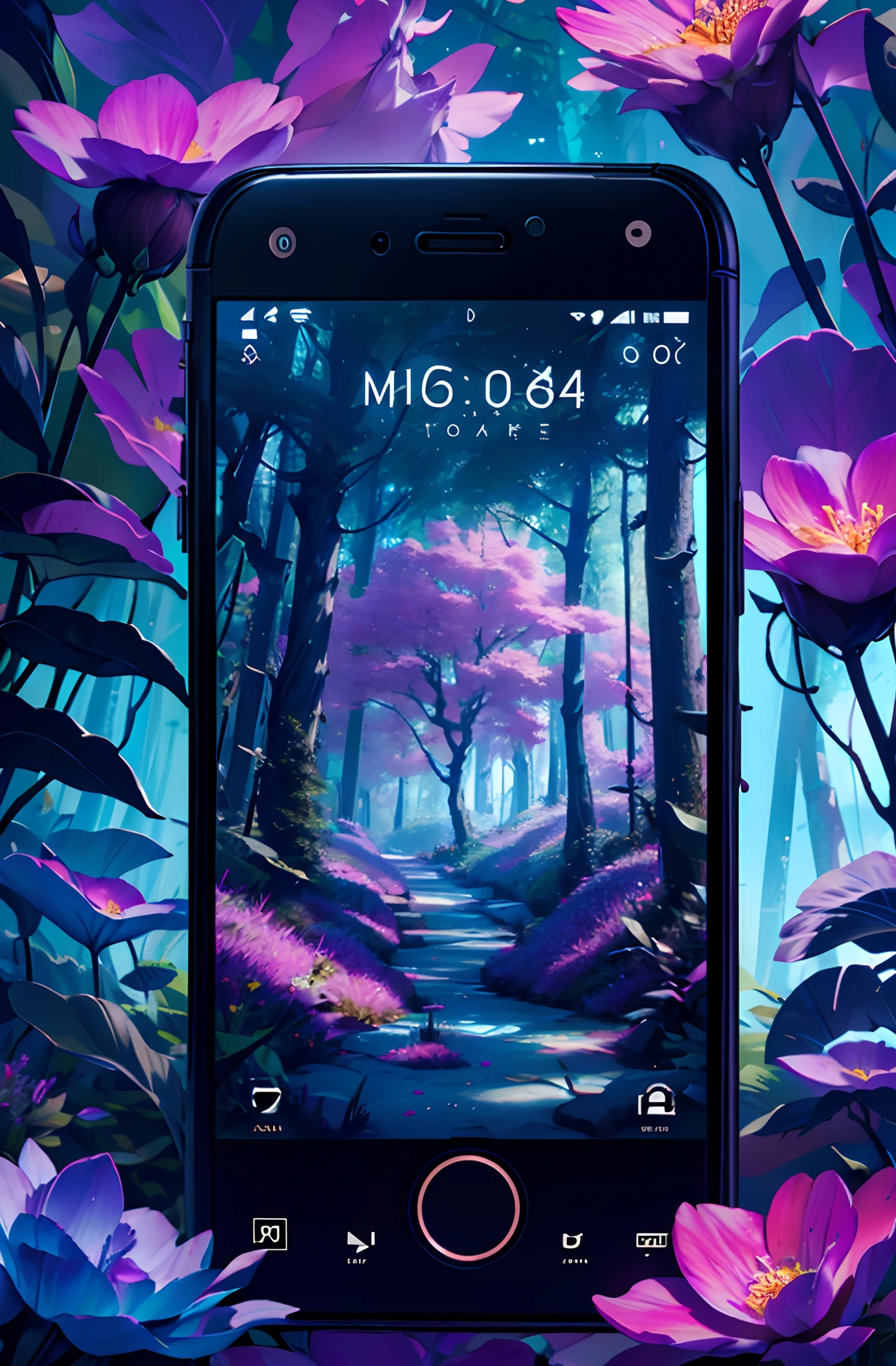 ((Have a cell phone,There is a picture of a flower on the screen)), (Best quality,4K,8K,A high resolution,Masterpiece:1.2), (Realistic,Photorealistic,photo-realistic:1.37).