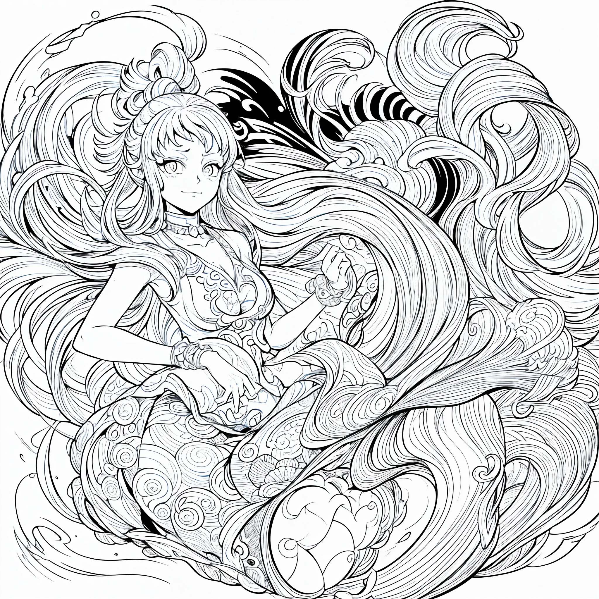 (blue pencil sketch:1.4), blue color, drawning, busty elf