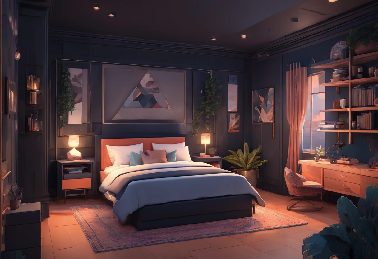 A cosy dark themed modernbedroom