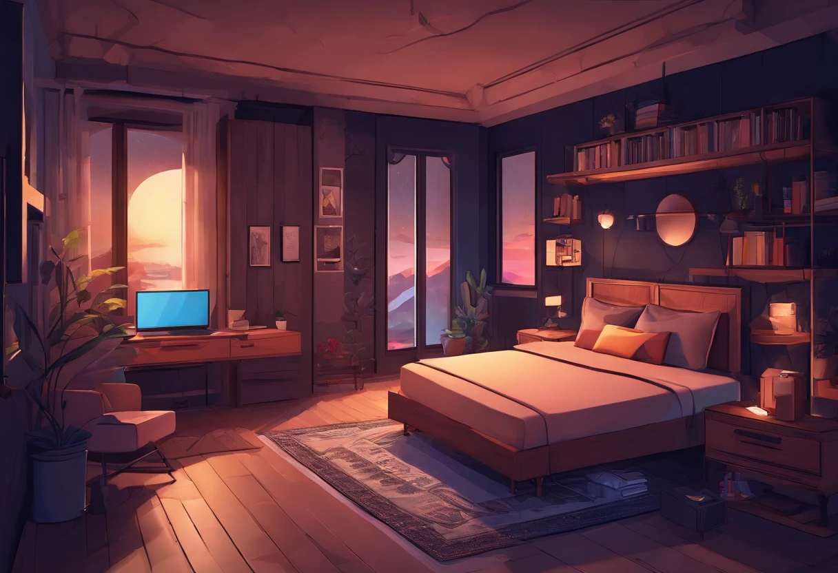 A cosy dark themed modernbedroom