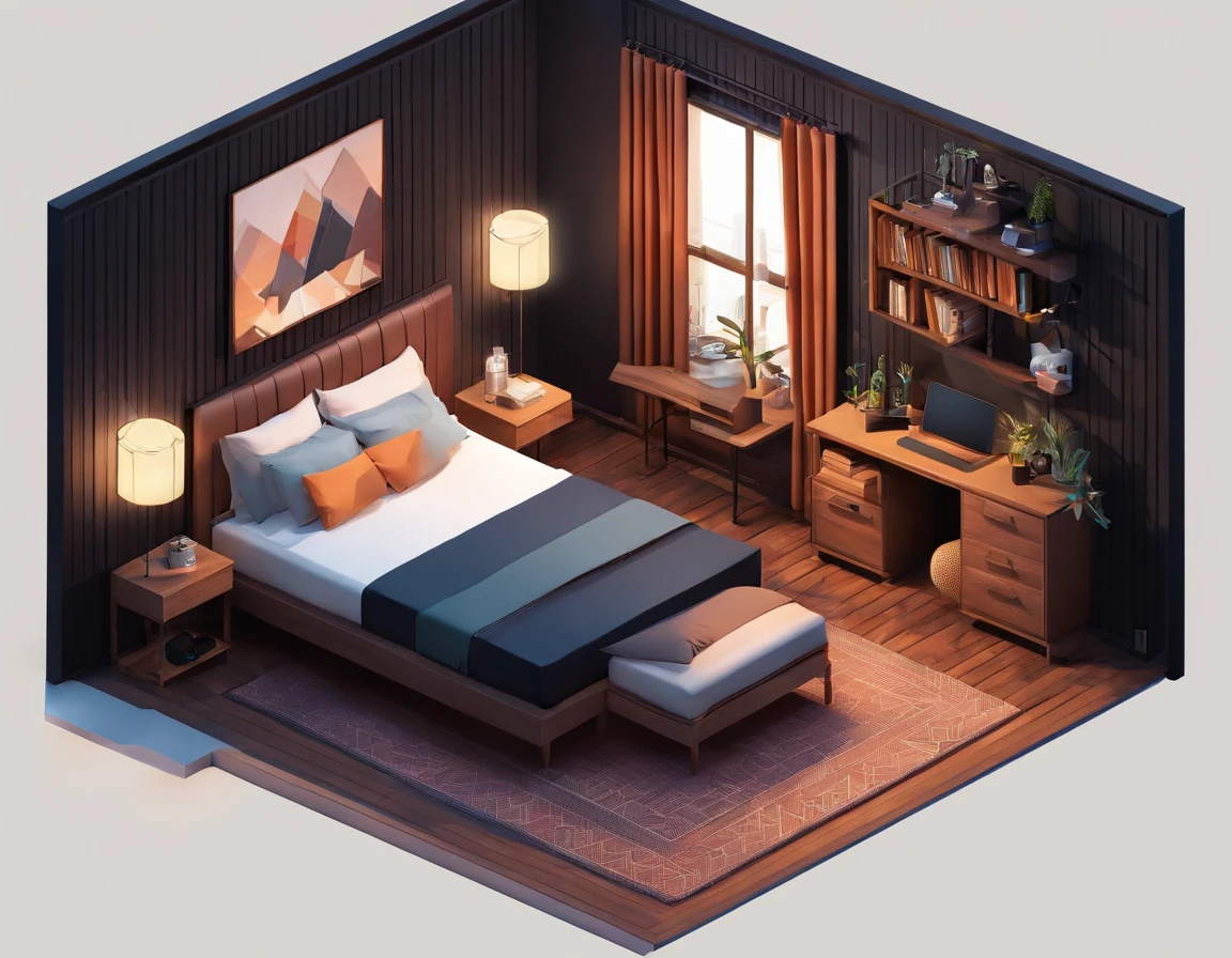 A cosy dark themed modernbedroom