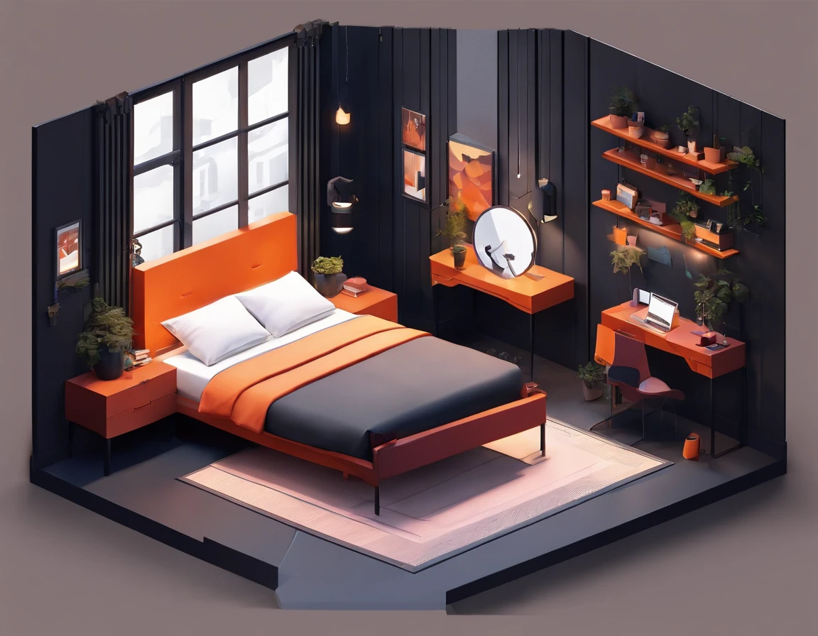 A cosy dark themed modernbedroom