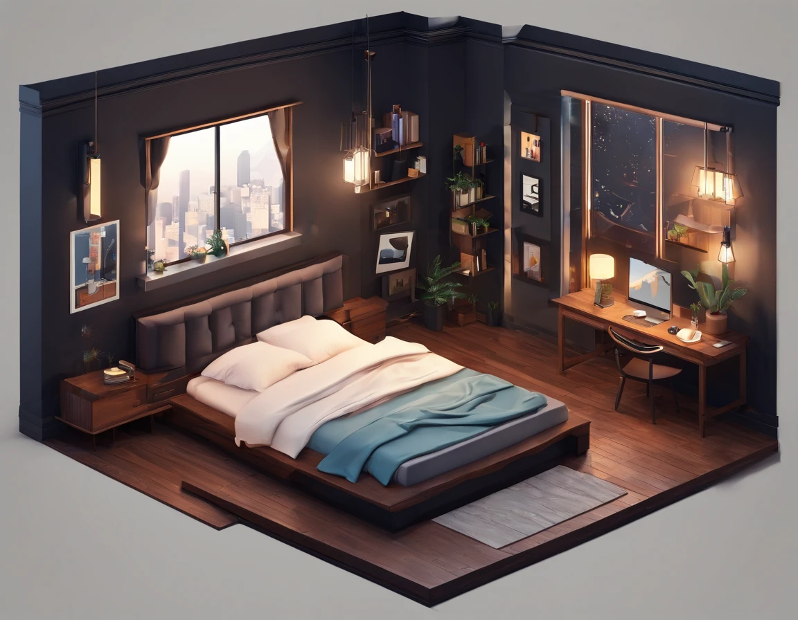 A cosy dark themed modernbedroom