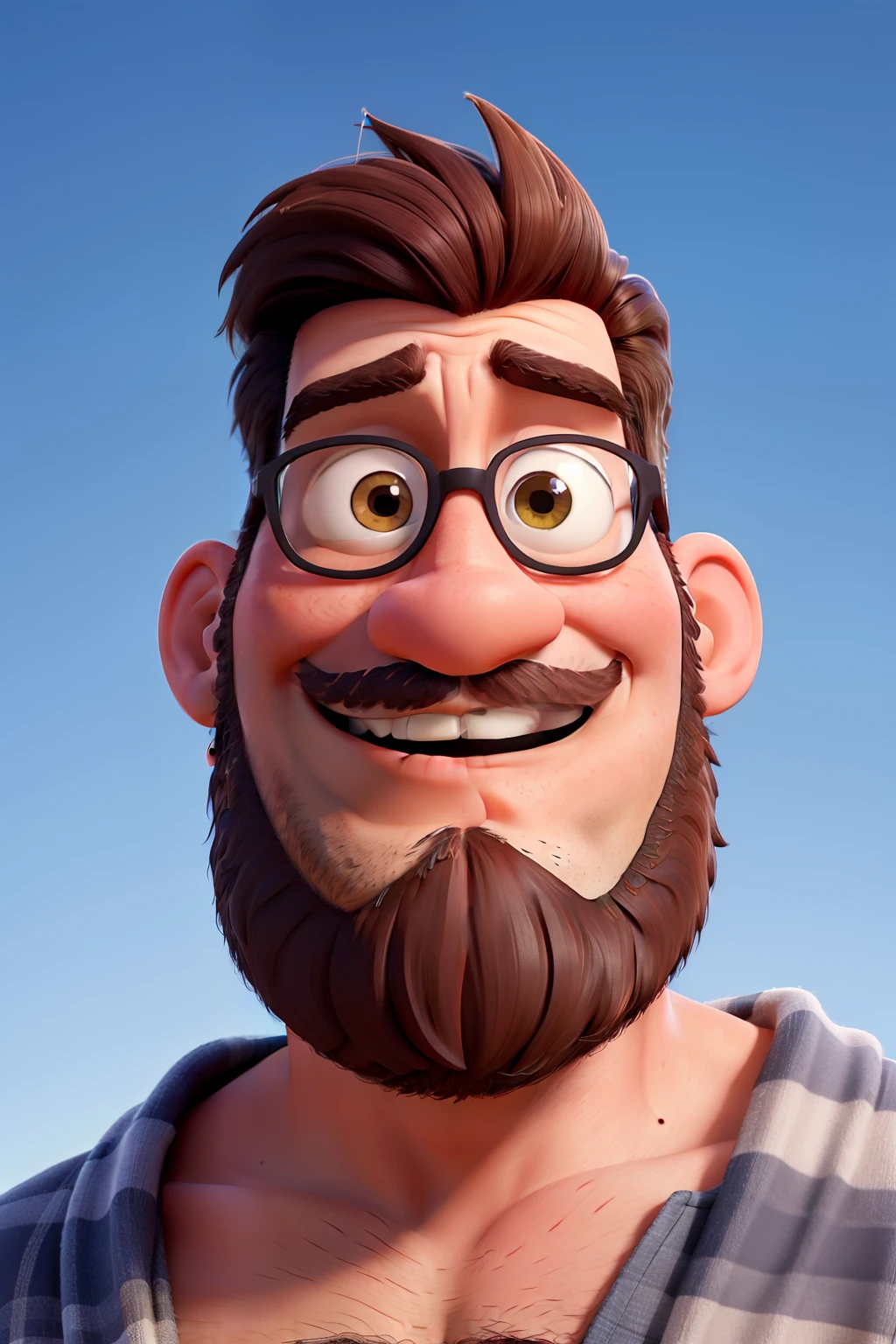 Um homem com barba, estilo disney pixar, com alta qualidade, melhor qualidade