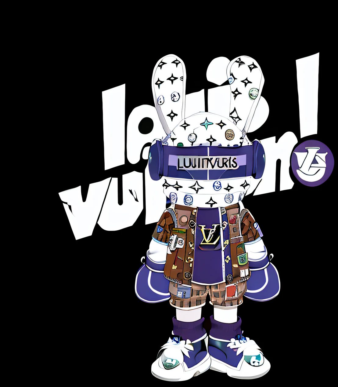 Close-up of cartoon characters wearing hats and scarves, LV, Wearing Louis Vuitton armor, 8 0. LV, Louis Vuitton, Louis Vuitton suit, wallpaper!, Bear Brick, Official Editorial of Vuitton, Inspired by Lucas Vorsterman, [ digital art ]!!, Inspired by Luigi Kasimir, Inspired by Louis Hersent, Lil Usi Green