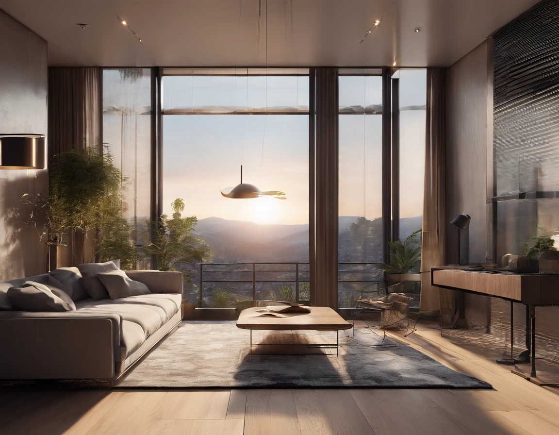 Visualize an exquisitely detailed modern bedroom with a dark-themed aesthetic. Envision sleek furniture, matte textures, and ambient lighting casting atmospheric shadows. Pay attention to minute details like the grain of wood, subtle reflections on surfaces, and the interplay of light and shadow.
Immerse the room in a dark color palette, utilizing deep tones to create a sense of sophistication and mystery. Incorporate elements like minimalist décor, abstract art, or subtle patterns on furnishings to add complexity without overwhelming the scene.
Now, imagine the bedroom at the golden hour, with warm sunlight streaming through large, strategically placed windows. The view from these windows should be nothing short of spectacular—perhaps an urban skyline, serene landscape, or a combination of both. Capture the warm hues of the golden hour bathing the room in a soft, ethereal glow, creating a captivating contrast with the dark interior.
Consider the details outside the windows: distant city lights, the sun setting on the horizon, or natural elements that add depth to the view. Highlight the transitional moment of the golden hour, where the interplay of light and dark creates a unique and enchanting atmosphere within the room.
This prompt aims to inspire a highly detailed depiction of a dark-themed modern bedroom with a spectacular view during the golden hour, blending sophistication, mystery, and the warmth of natural light.