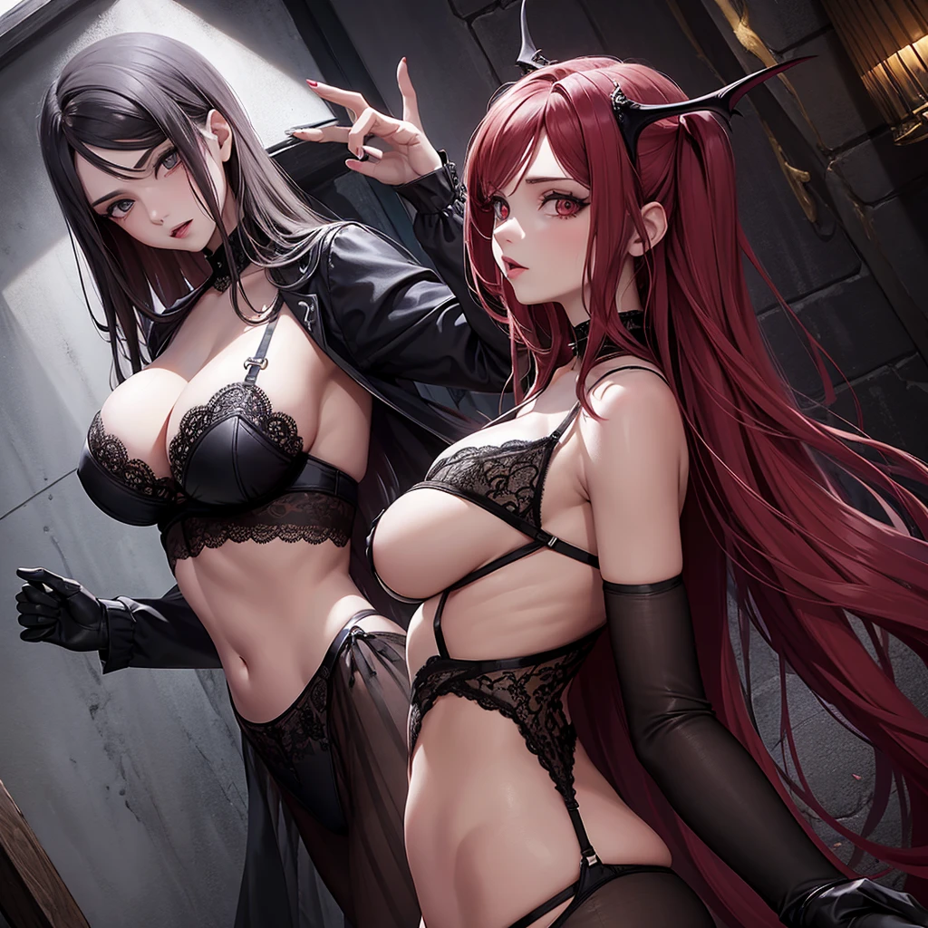 1 , succubus, Castlevania, cabelo vermelho, ruiva, asas de morcego, asas grandes, grandes asas de morcego Castlevania, 30 anos, espartilho preto, look of malice, olhar sensual, corpo exposto, mostrando o corpo nsfw, de costas, lingerie sensual, dinamic angle, 30 anos, corpo inteiro, SeaArt 2.1 Forced,