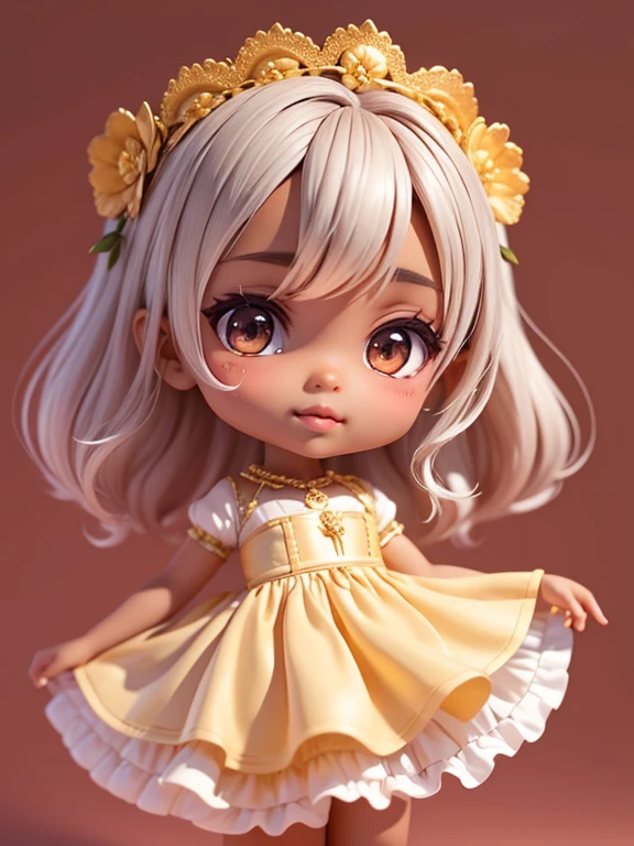 chibi 1 african children dark brown skin:5, sorriso bonito, sentado ((corpo inteiro))) "various emotions" sombras realistas, olhos brilhantes, pele detalhada, olhos castanhos esverdeados ligeiramente brilhantes, Pose para foto, longos cabelos negros encaracolados, flores no cabelo, estilo rapunzel, Very detailed, Rosto 8k altamente detalhado, Formato de rosto perfeito, perfect full lips, nariz perfeito, olhos bonitos e corretos, Observador, vestido de noiva: 3.45, Flores de cabelo, master part , best quality, only one, jeans, soio, Advanced Chibi