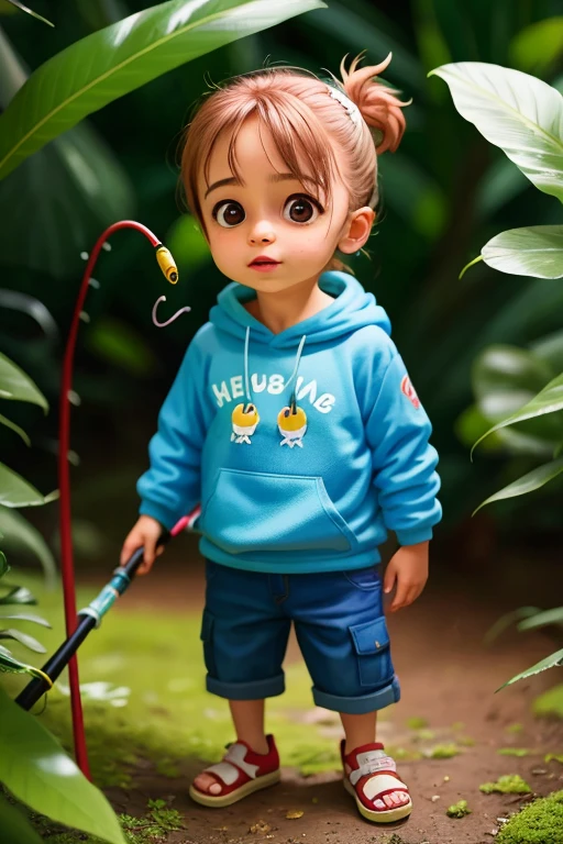 Entire body outside the country,um ,vestindo um moletom azul,Calcinha preta,White Scorpion,Pesca,Hold a fishing rod in your hand,alegria,regozijar,qualidade perfeita,Clear focus(Desordem - Home:0.8), (tmasterpiece:1.2) (realista:1.2) (Bokeh) (melhor qualidade) (Pele detalhada:1.3) (Detalhes complexos) (8k) (Olhos Detalhados) (foco nítido),(Divirta-se)