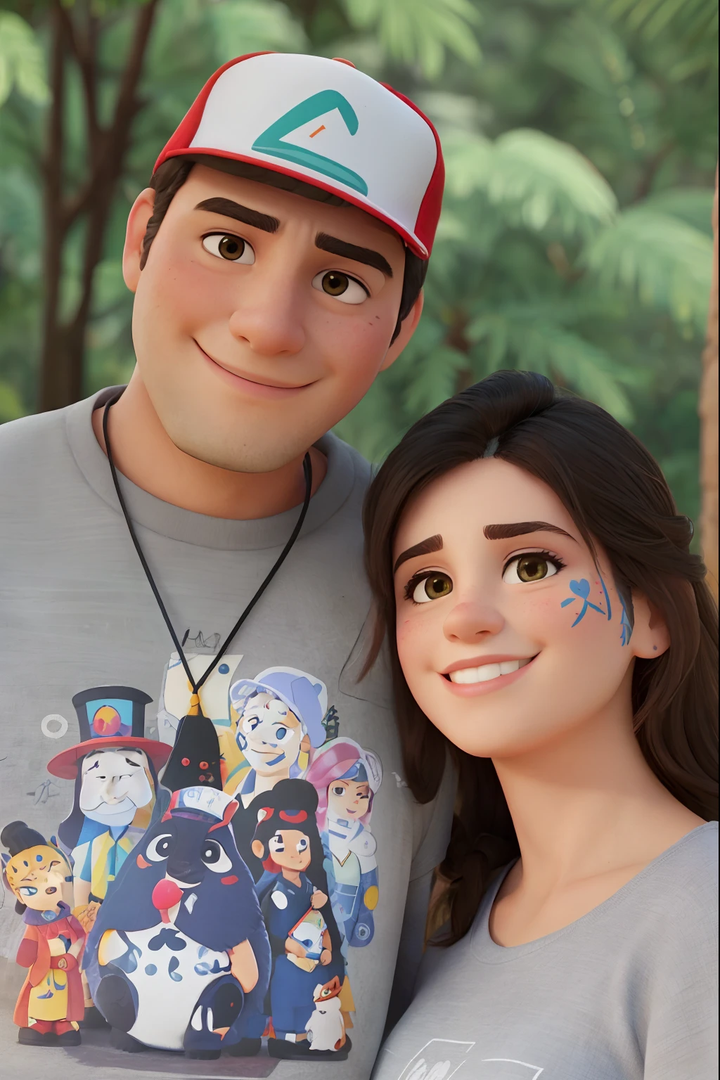 There's a man and a woman with face paint posing for a frame, Alex Yanes e Lisa Frank, Lovely couple, Usando tatuagens shipibo, Frank Franzzeta e Sakimichan, Casal feliz, Directed by: Nandor Soldier, Doutor Toki, imagem do avatar, Alarcon Cartunista, retrato de casal