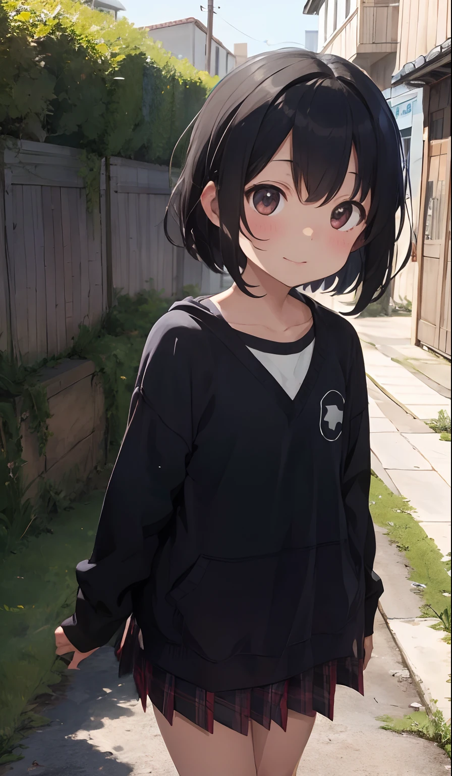 shoun,{two people} Kissing exercises,play, 4K picture quality, Cinematic Quality,Near the school,{10-year-old boy},{tiny body},{Gamine} A dark-haired,cute little, Kamimei