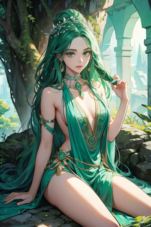 malachite stone goddess