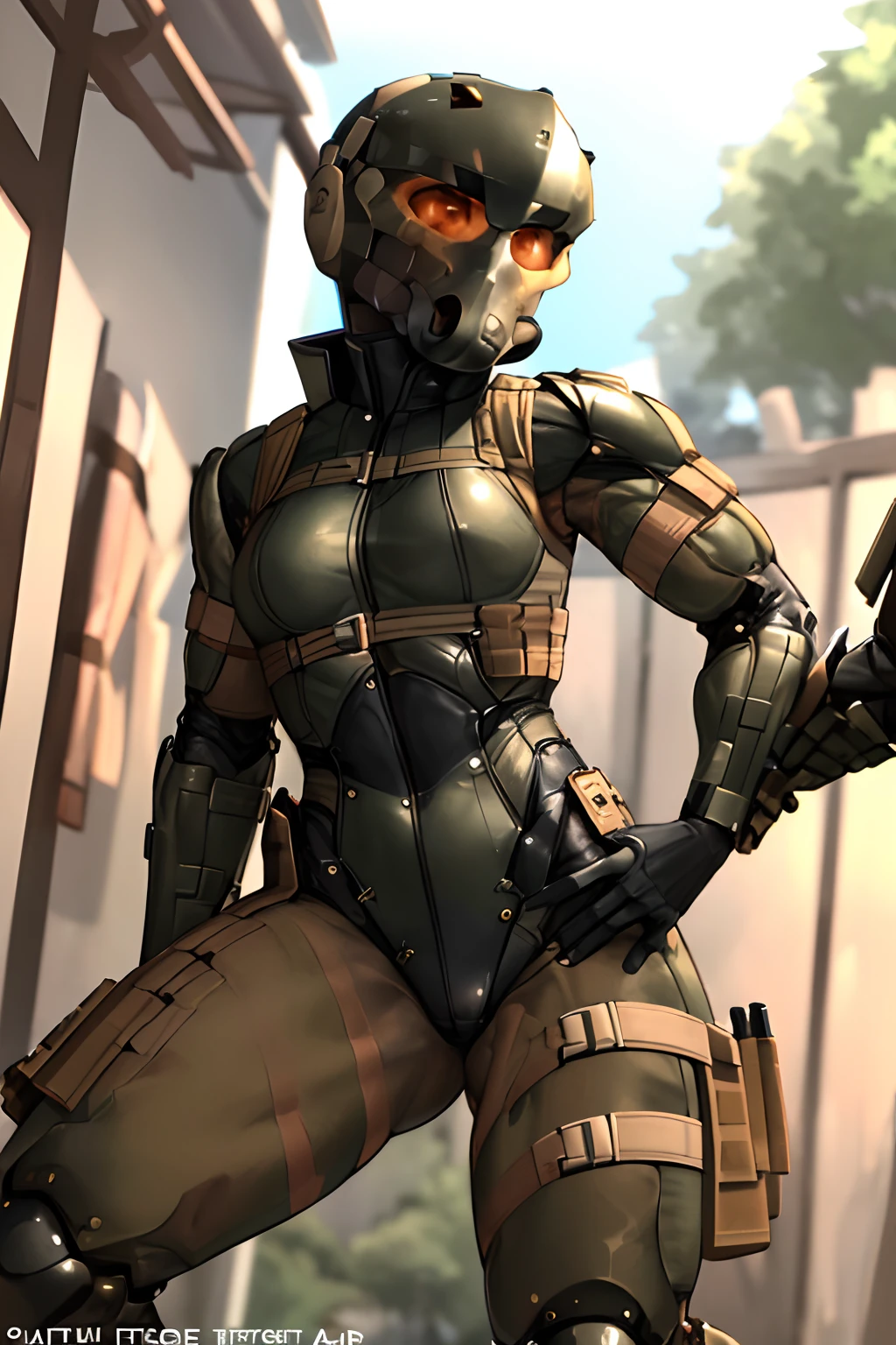 A female Haven Trooper is depicted in this artwork. She is shown in an action-packed scene where she is being forcefully grabbed and groped from behind. The viewer can sense the tension and urgency of the moment. The Haven Trooper is wearing her characteristic armor and helmet.  Sex, and penetration are imminent . Flat shading.