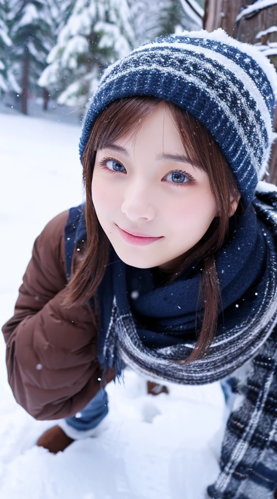 One lady、Beautie、25-years old、Winters、snowscape、full body Esbian