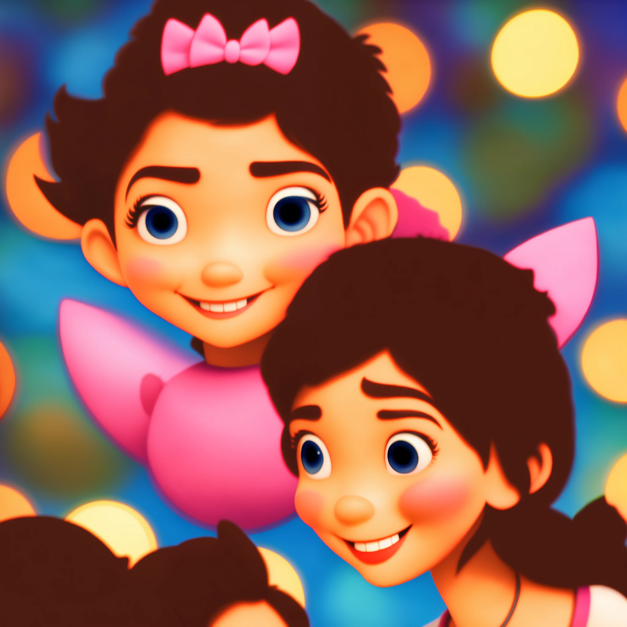 create a Disney Pixar inspired movie posters.the main focus is a 12 year old with black hair and brown eyes with a nice smile and wearing a hoodie and with a caramel skin tone.the scene should be a distinct digital art style of Pixar. include the movie title on the posters printed on the front.the title is Kendra