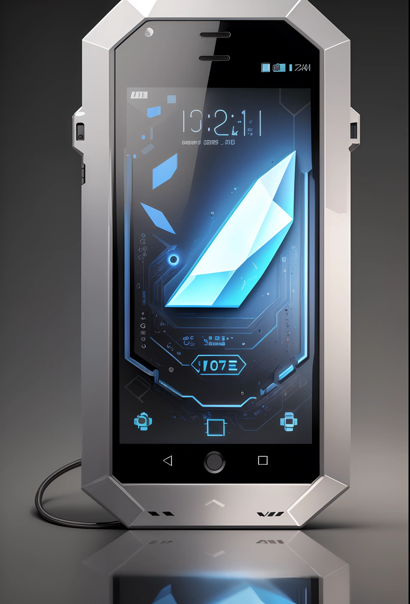 Create a phone of the future，There is a crystal transparent casing，Allows you to see the circuit, Electronics, and the battery inside. It is designed with a full touch screen,