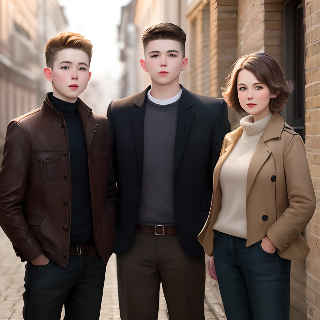 Young mature girl, two boys