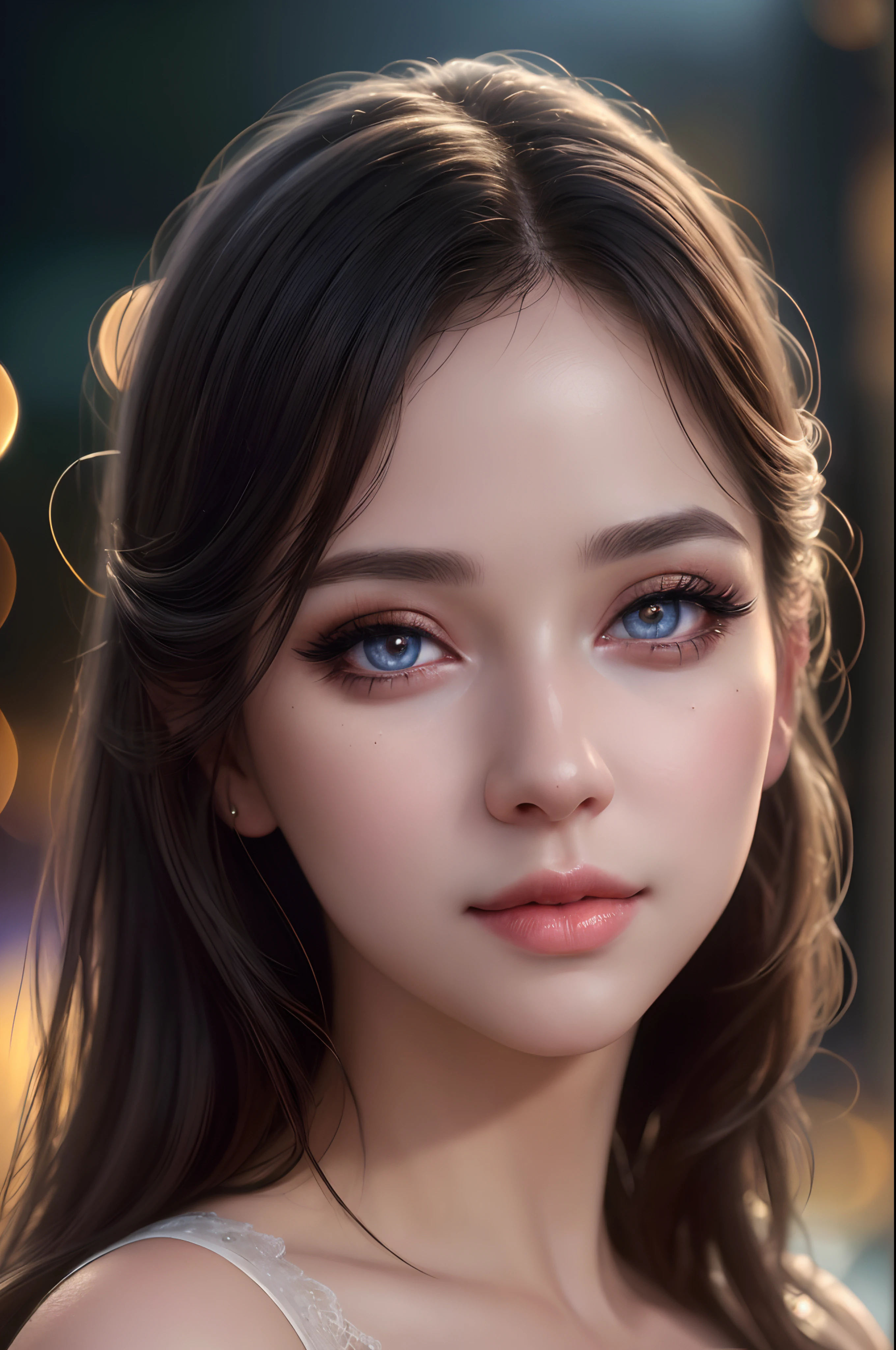 (best quality,4k,8k,highres,masterpiece:1.2), ultra-detailed, realistic, HDR, studio lighting, professional, vivid colors, bokeh, portraits, romantic atmosphere, detailed eyes, detailed lips, beautiful face, long eyelashes, loving expression, detailed cityscape
