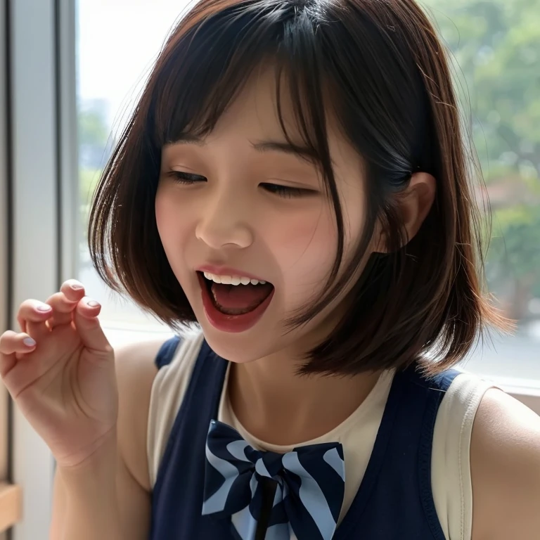 女の子1人、a matural female、vests、the bow、a picture、逼真、top-quality、adopt、A detailed face、s Office、Building from the window、细致背景、Diffused sunlight、depth of fields、Bokeh、Three fingers of the molester are inserted into the smeared with a powerful aphrodisiac, and the pleasure of being moved recklessly closes both eyes with a face that is dyed crimson so much that even the ears seem abnormal.『feels good〜 more more Ikiso orgasm orgasm I'll go〜』- She screamed and reached a fierce climax