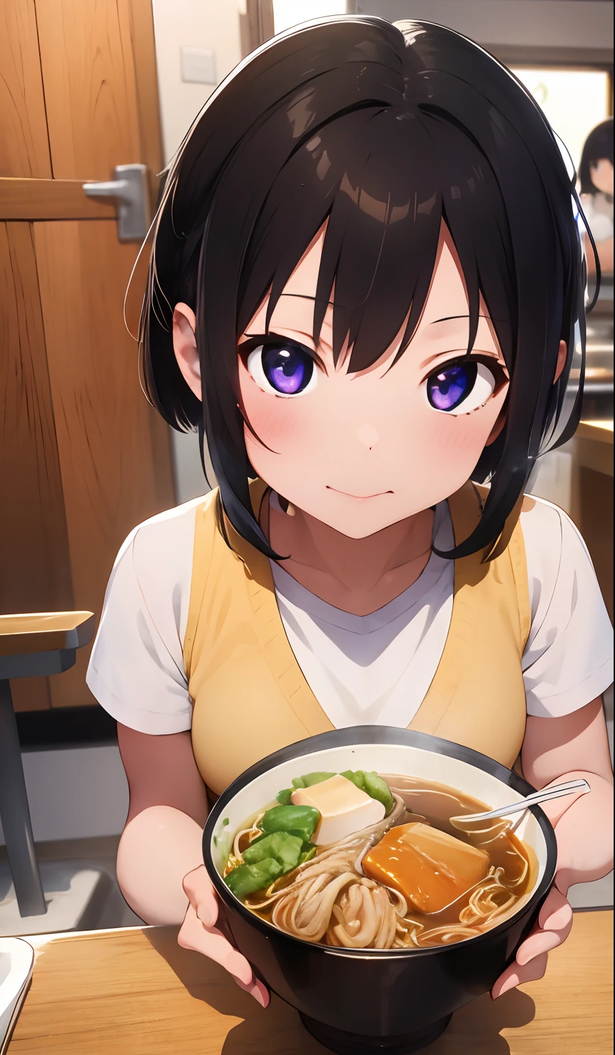 4K, High quality, Girl Eating Ramen, Perspective ,{**** girl}